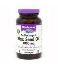 Bluebonnet Certified Organic Flax Seed Oil 1000 mg (3-6-9) 100 Softgels