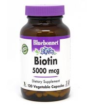 Bluebonnet Biotin  5000 mcg, 120 Vegetable Capsules
